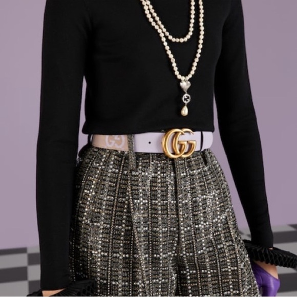 Gucci Marmont Jumbo GG Lavender Belt Leather and Canvas main image 7